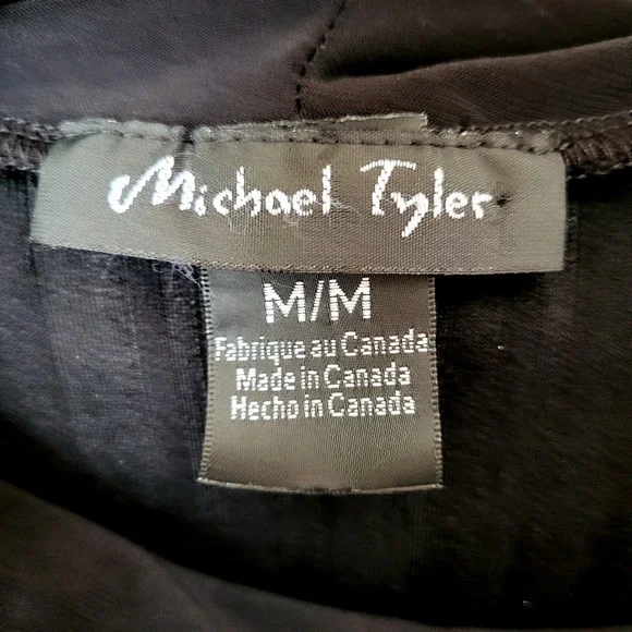 Michael Tyler Black Silver Shimmering Cowl Neck Buckle Top‎ M - Picture 8 of 13